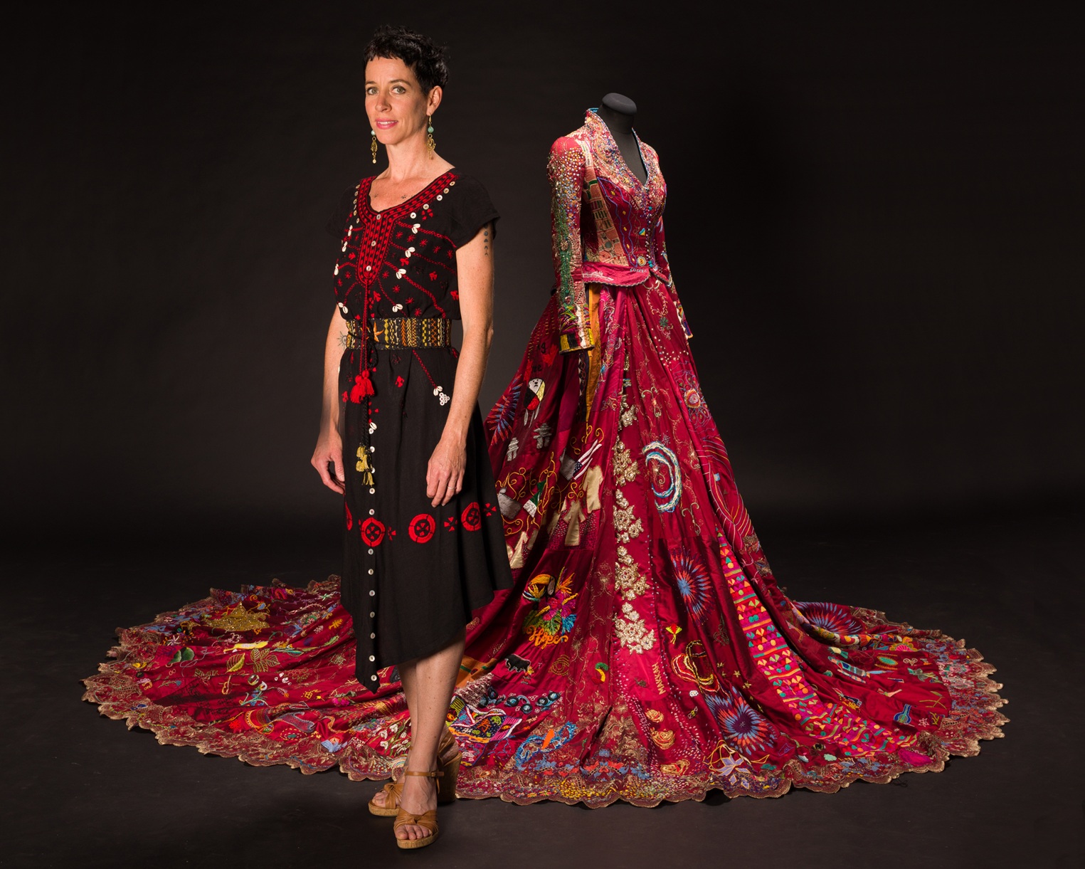 Artist Kirstie Macleod shortly after the dress was completed
